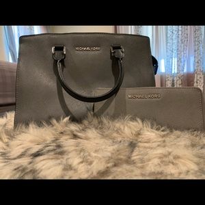 Michael Kors Wallet Purse Set Black Gray